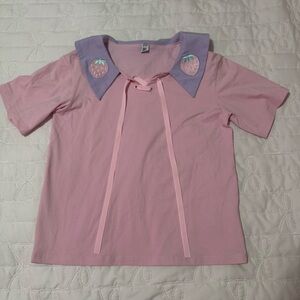 In Control Clothing Pastel Strawberry Sailor Collar Top